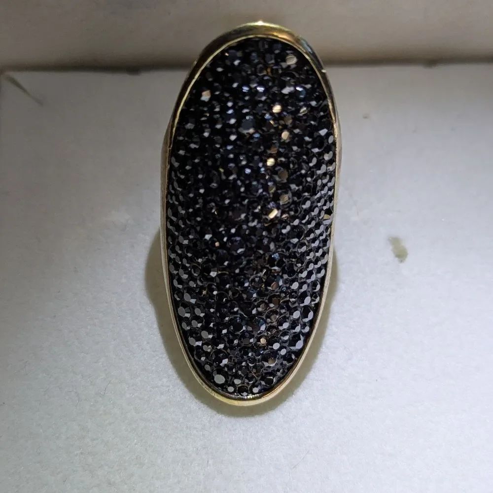 Henri Bendel New York ring Micro Grey Crystal Ring Sz 6
